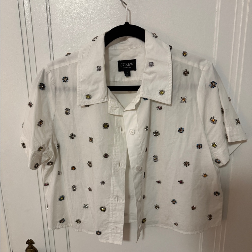 J. Crew White Shirt with Colorful Embellishments - Picture 2 of 5